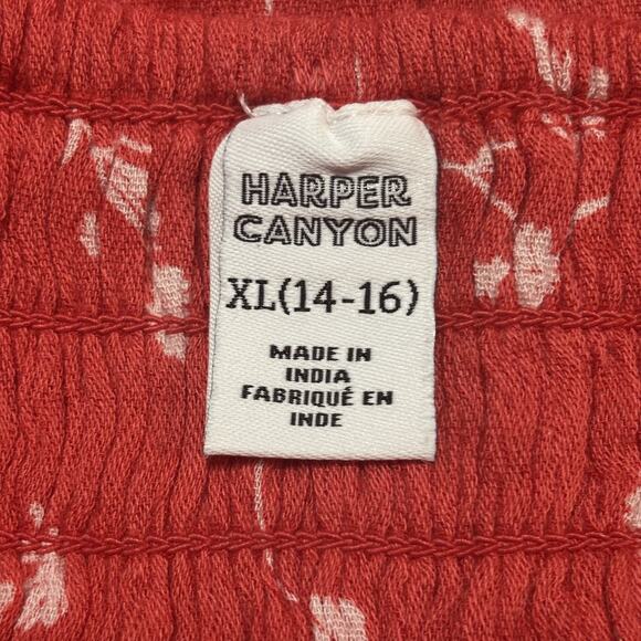 Harper Canyon Watermelon Red Floral Print Smocked Ruffled Straps Mini Dress Girl - Picture 9 of 11